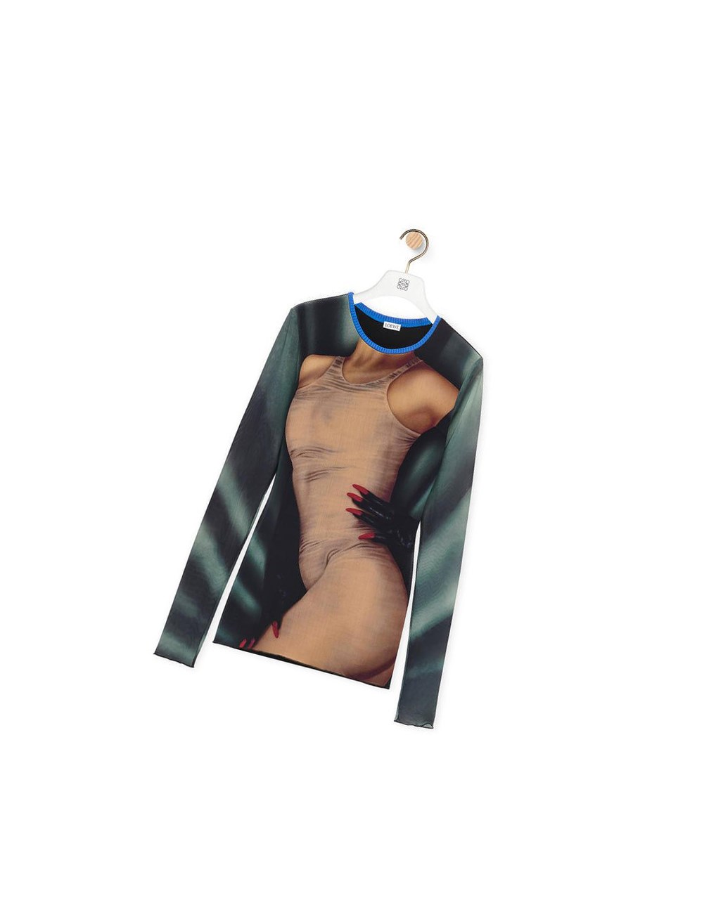 Loewe Body print top in mesh Grises | TYVRJ-4873