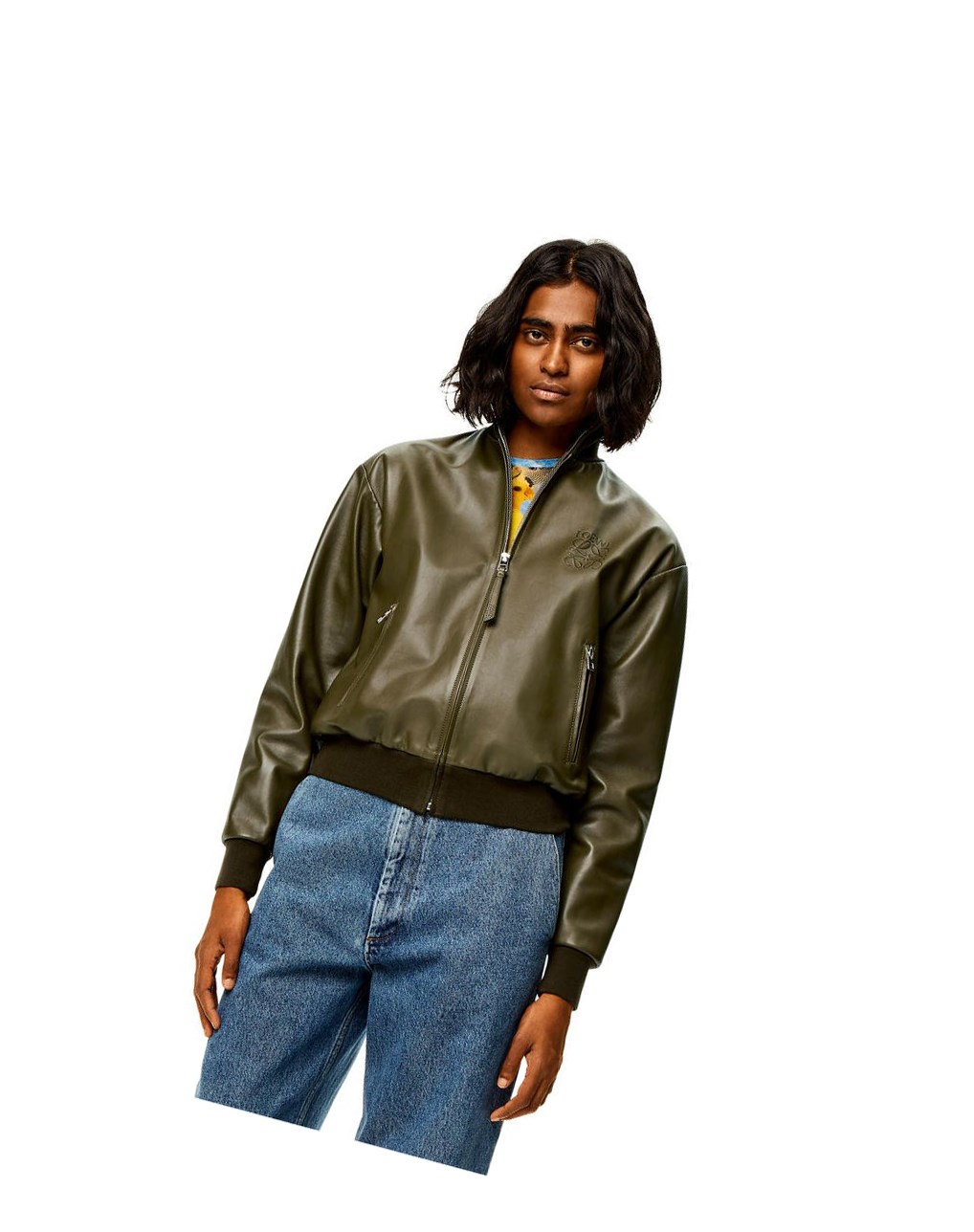 Loewe Bomber jacket in nappa Kaki Oscuro Verdes | PNUEQ-8630