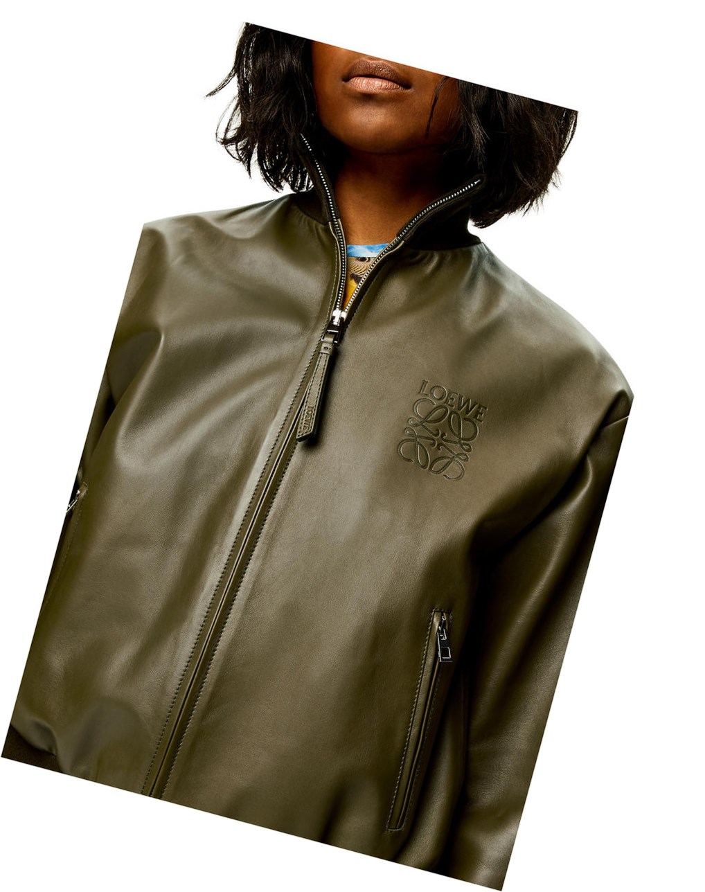 Loewe Bomber jacket in nappa Kaki Oscuro Verdes | PNUEQ-8630