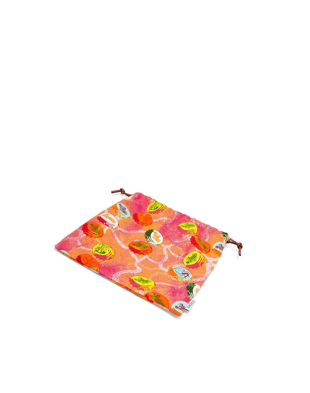 Loewe Bottle caps drawstring pouch in canvas and calfskin Naranjas | COKVG-2635