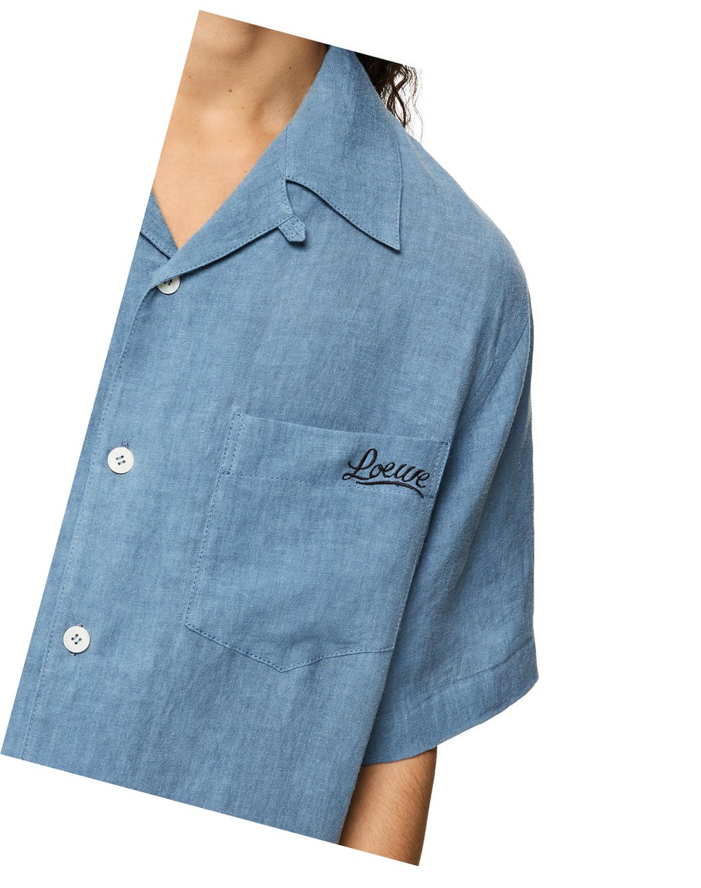 Loewe Bowling shirt in linen Azules | SAGNO-0872