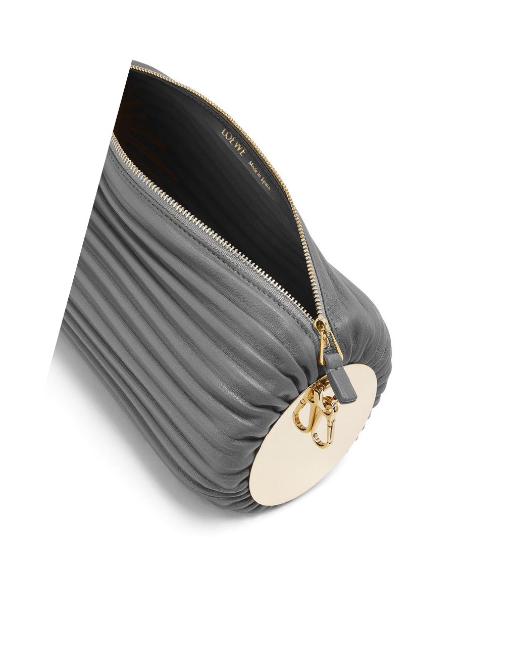 Loewe Bracelet pouch in nappa calfskin and brass Grises | GQIHL-4325