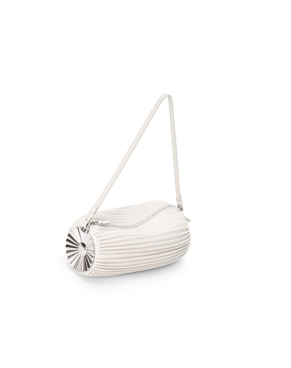 Loewe Bracelet pouch in pleated nappa with solar metal panel Blancos | JUOMY-0156