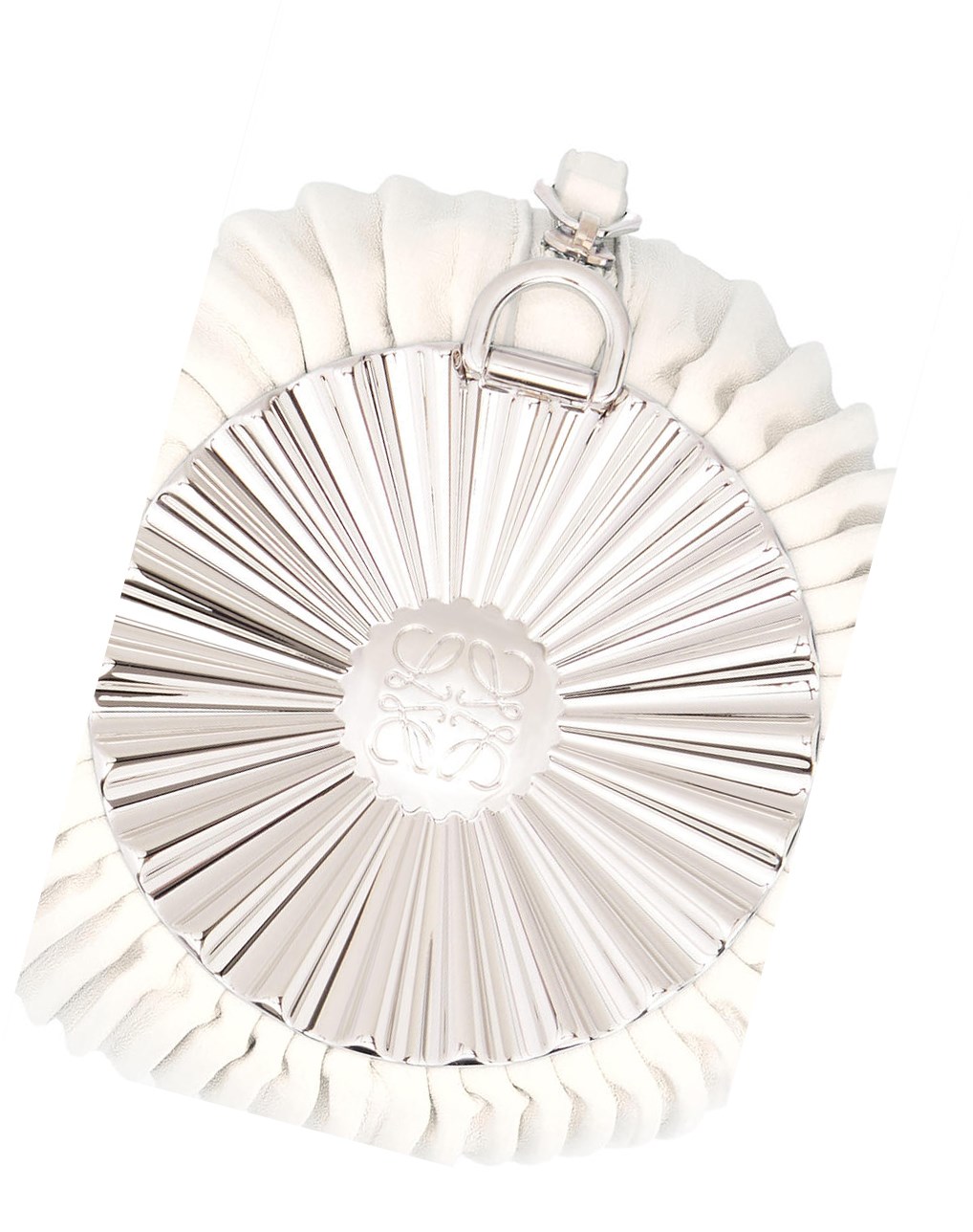 Loewe Bracelet pouch in pleated nappa with solar metal panel Blancos | JUOMY-0156