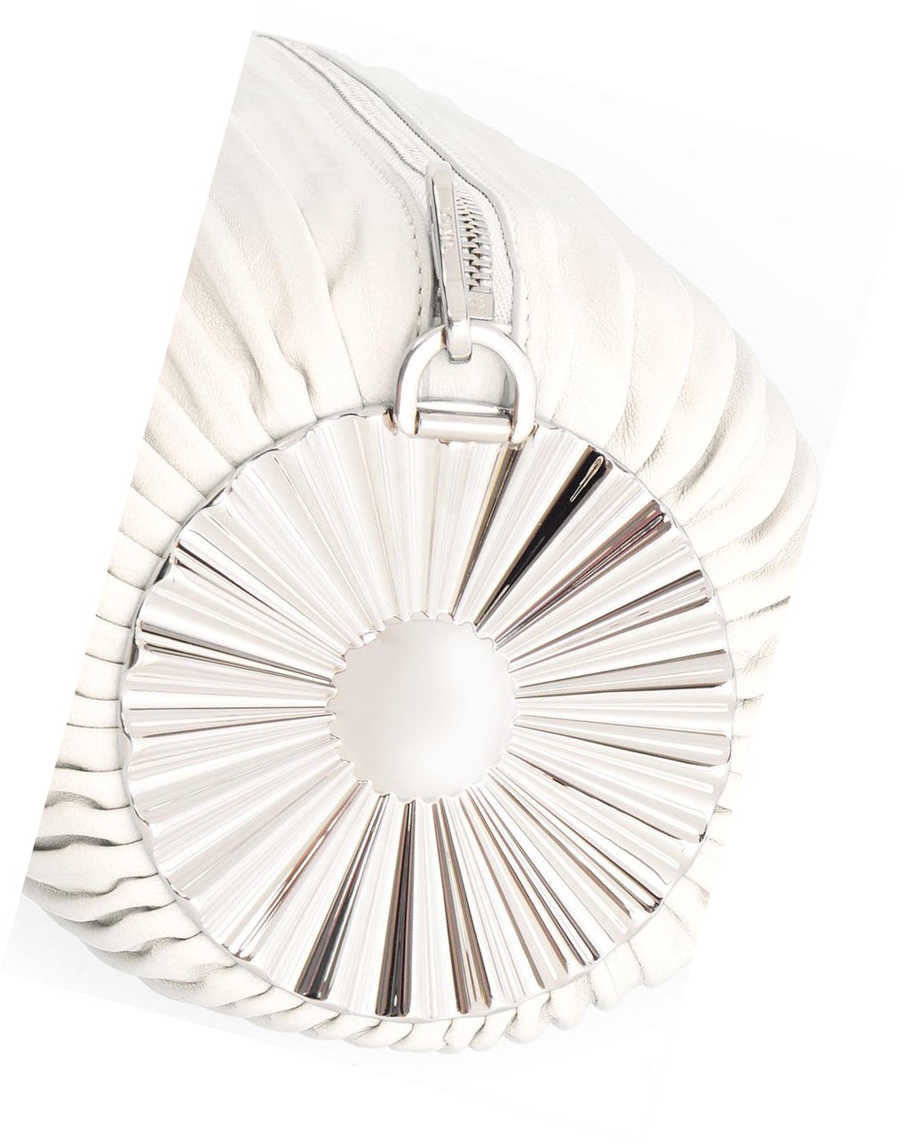Loewe Bracelet pouch in pleated nappa with solar metal panel Blancos | JUOMY-0156