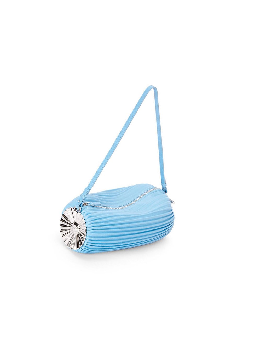 Loewe Bracelet pouch in pleated nappa with solar metal panel Azules | VCXBT-1042