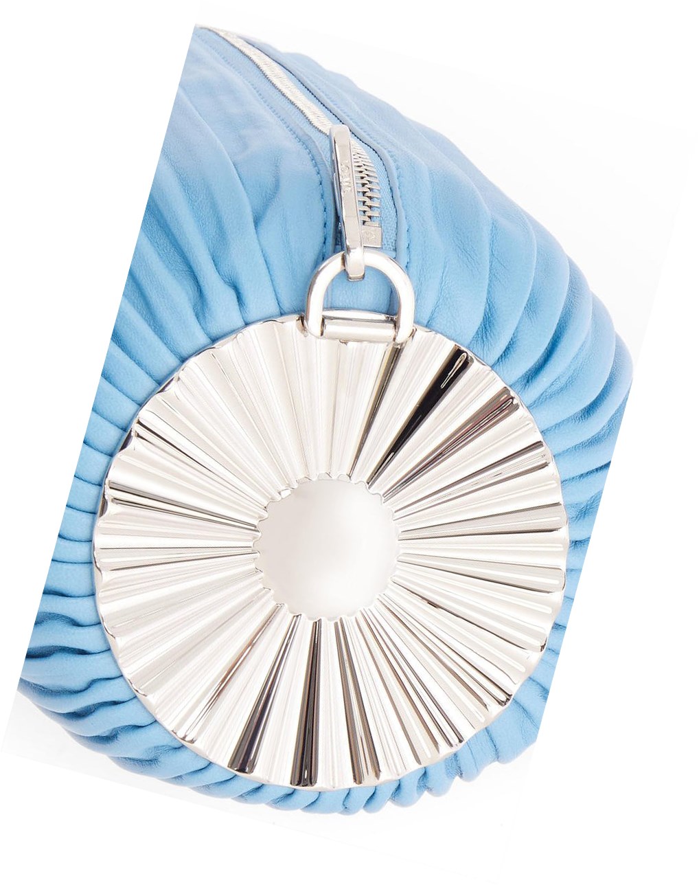 Loewe Bracelet pouch in pleated nappa with solar metal panel Azules | VCXBT-1042
