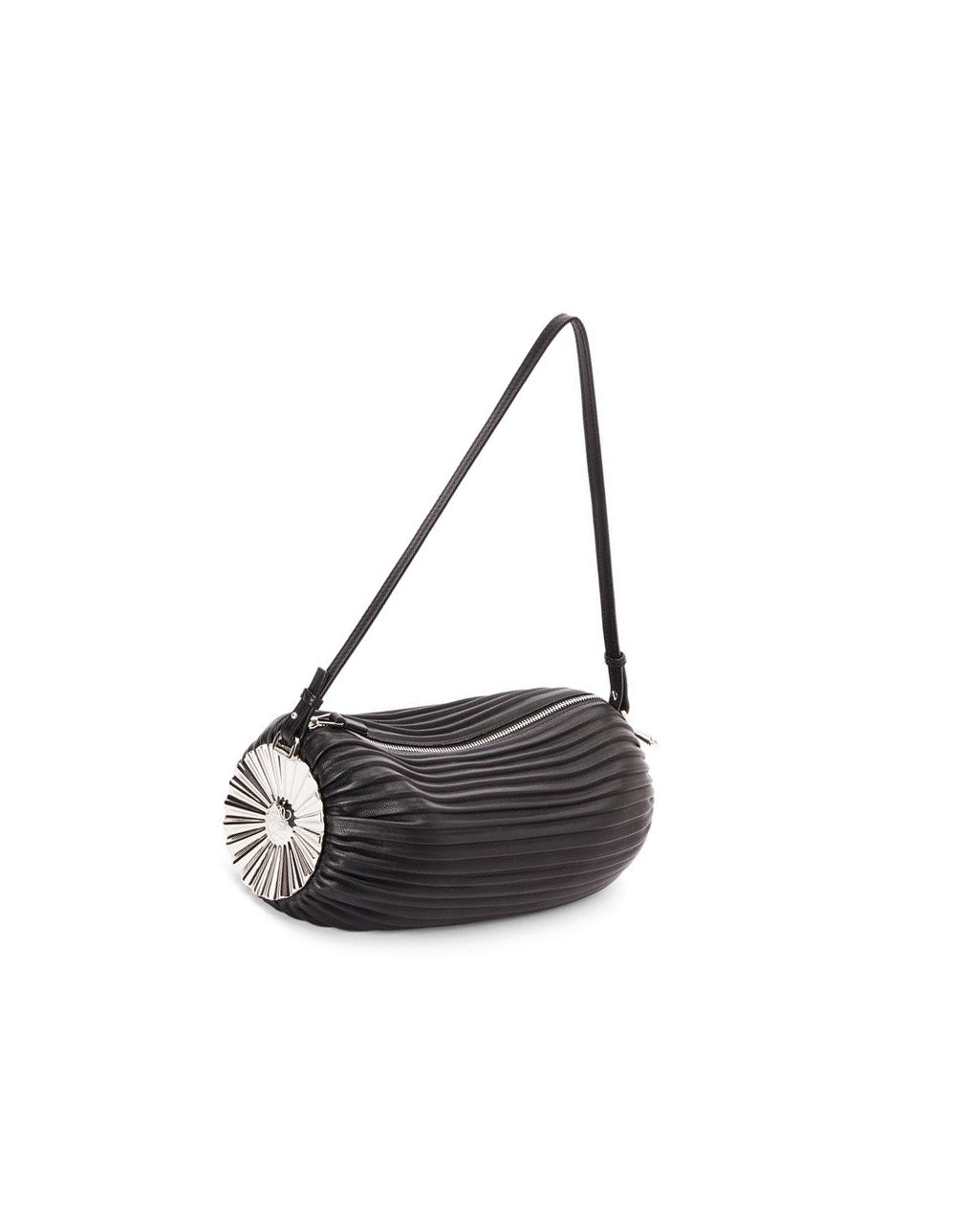 Loewe Bracelet pouch in pleated nappa with solar metal panel Negros | VLSYR-0516
