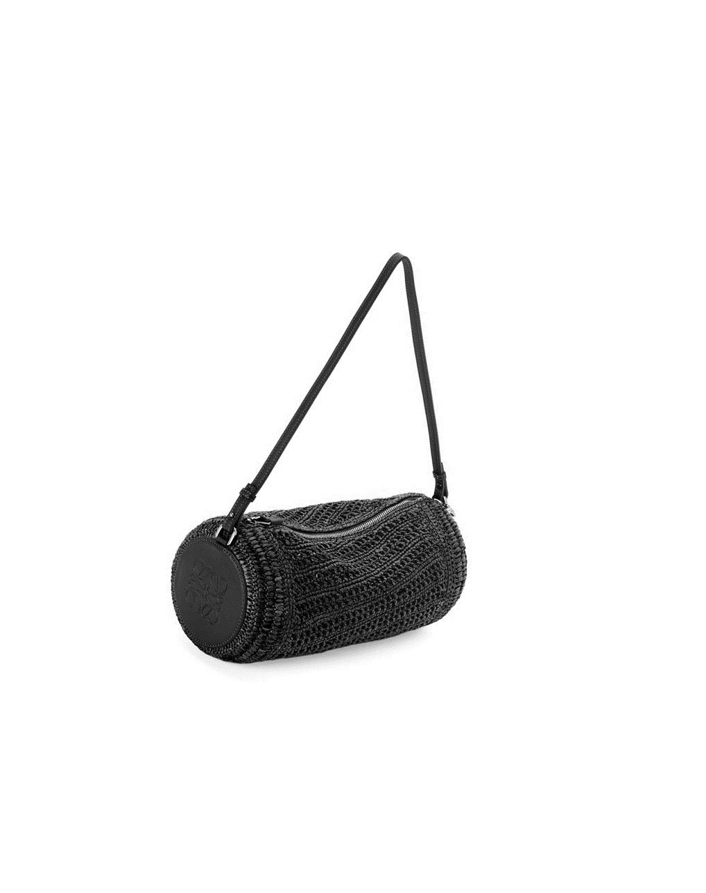 Loewe Bracelet pouch in raffia and calfskin Negros Negros | MLAHB-3698