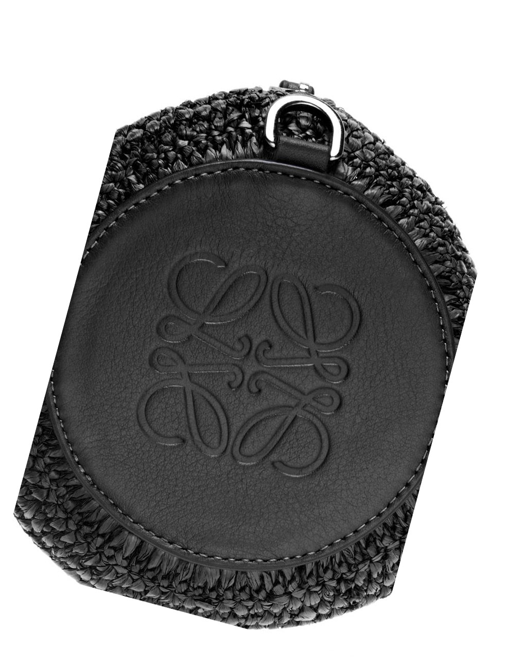 Loewe Bracelet pouch in raffia and calfskin Negros Negros | MLAHB-3698