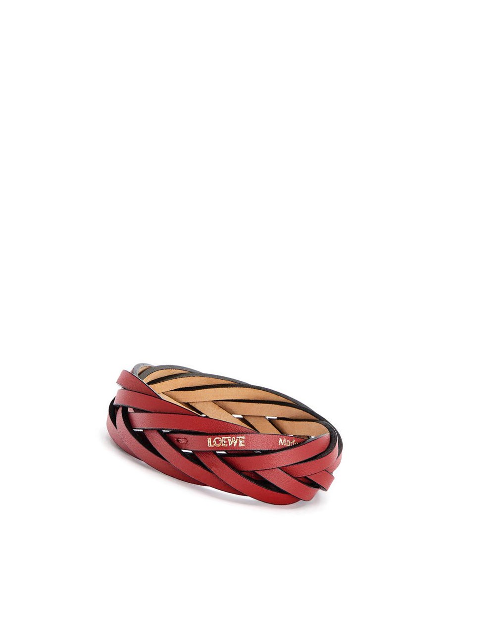 Loewe Braided bangle in classic calfskin Rojos Oscuro | HWEVQ-8450