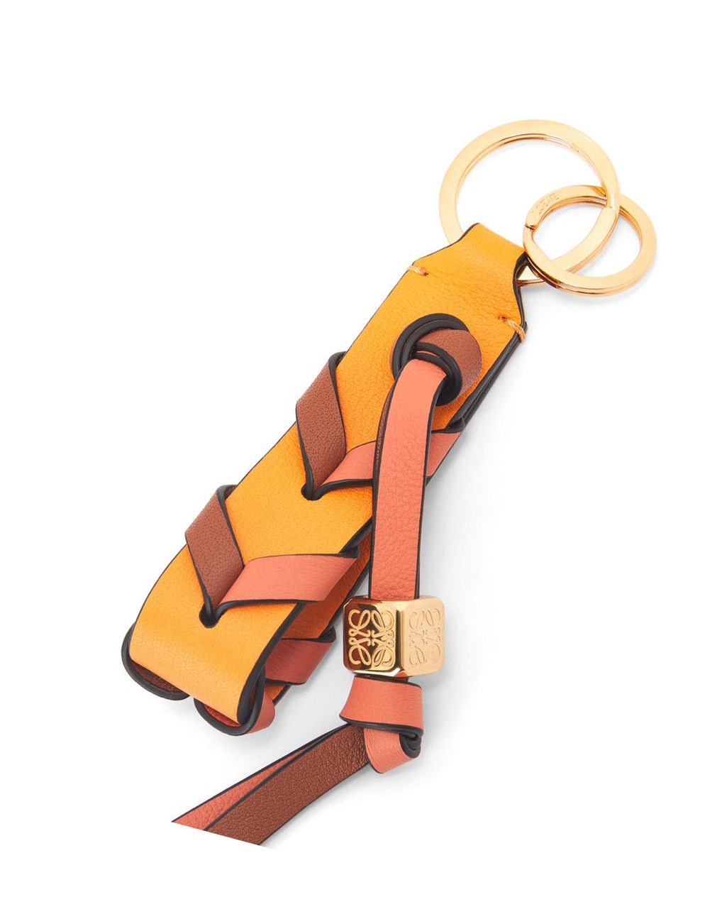 Loewe Braided strap keyring in calfskin Coral | DAOSK-6458