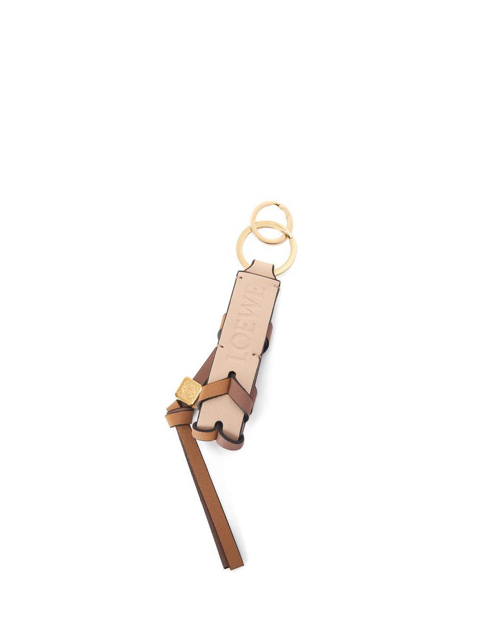 Loewe Braided strap keyring in calfskin Nude / Warm Desert | QKDFR-3160