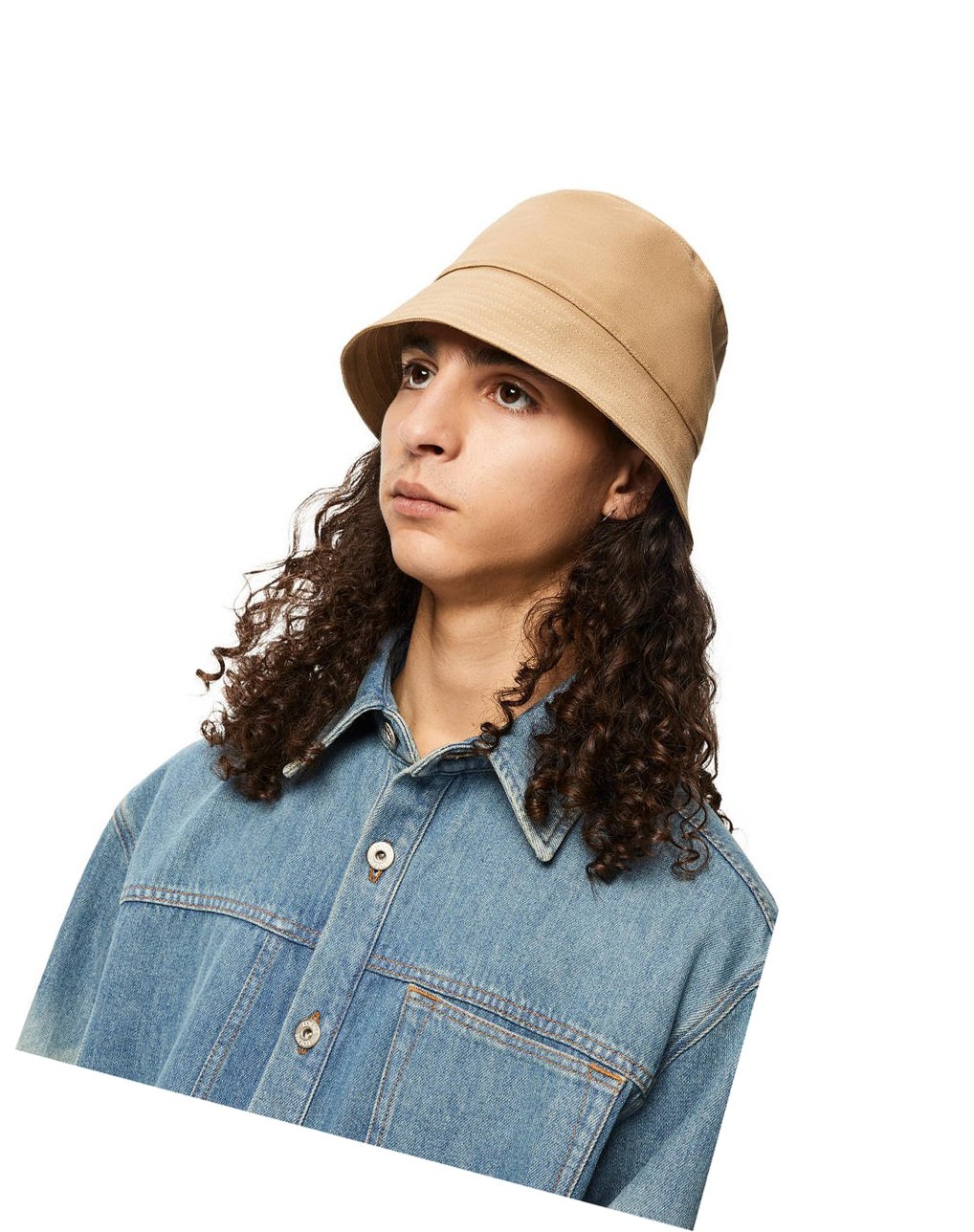 Loewe Bucket hat in canvas and calfskin Sand / Tan | TISGM-8710
