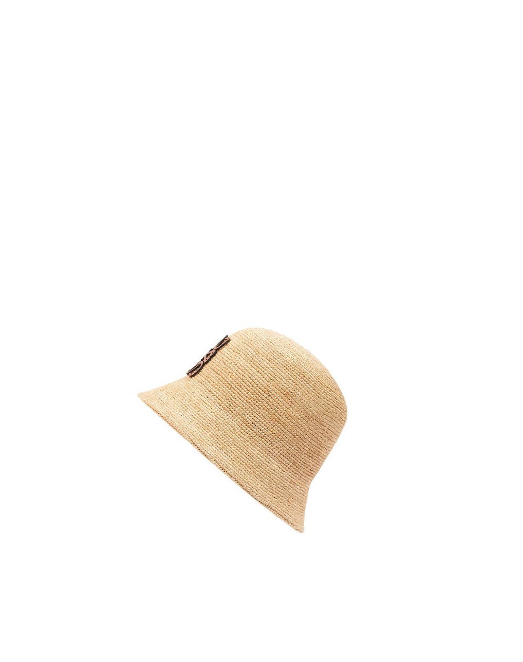 Loewe Bucket hat in raffia and calfskin Natural | SOLHM-6097