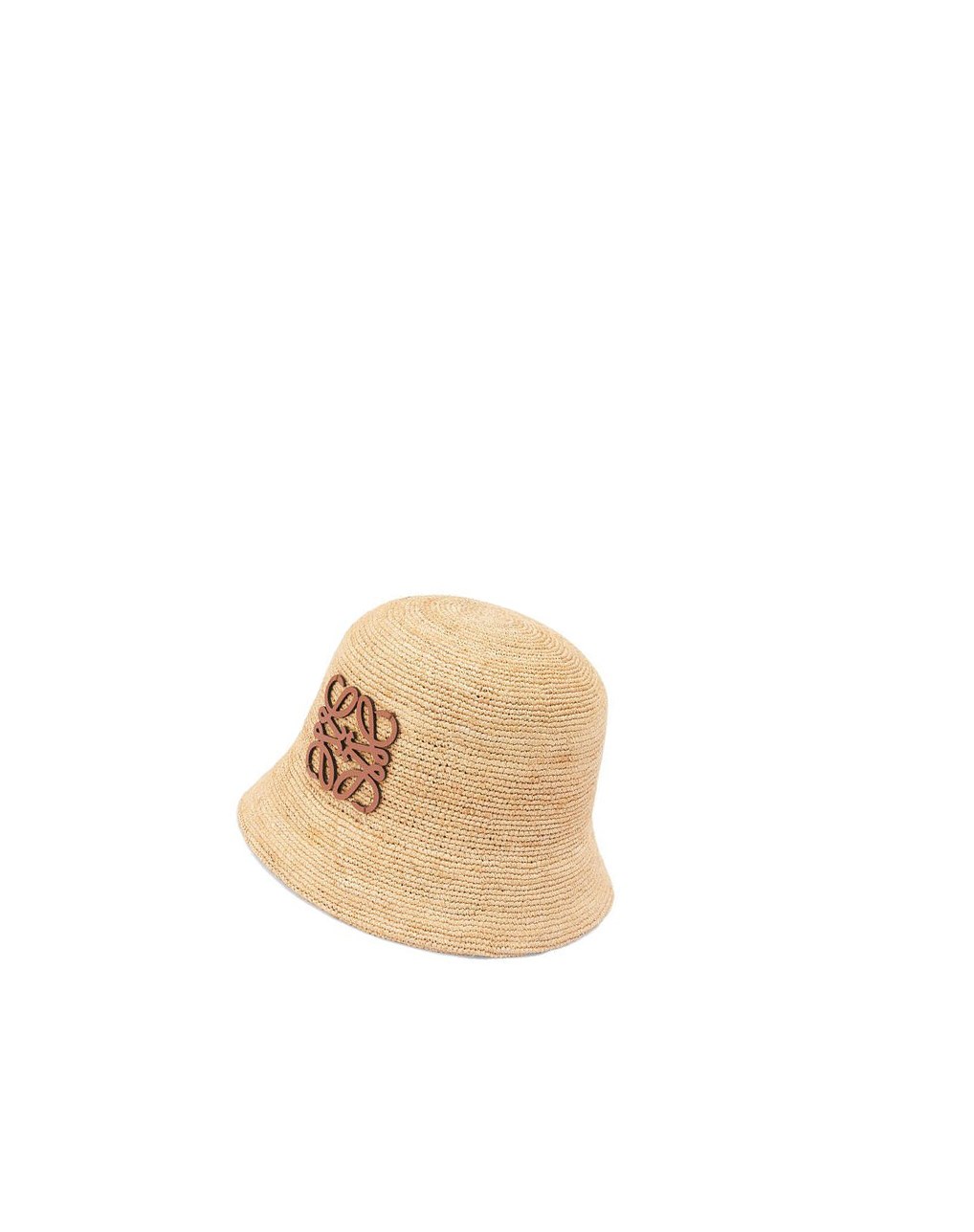 Loewe Bucket hat in raffia and calfskin Natural | SOLHM-6097