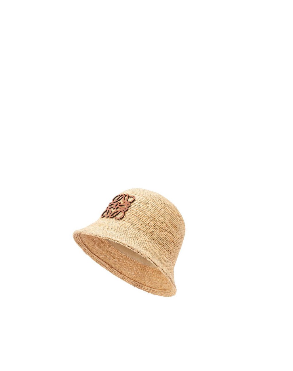 Loewe Bucket hat in raffia and calfskin Natural | SOLHM-6097