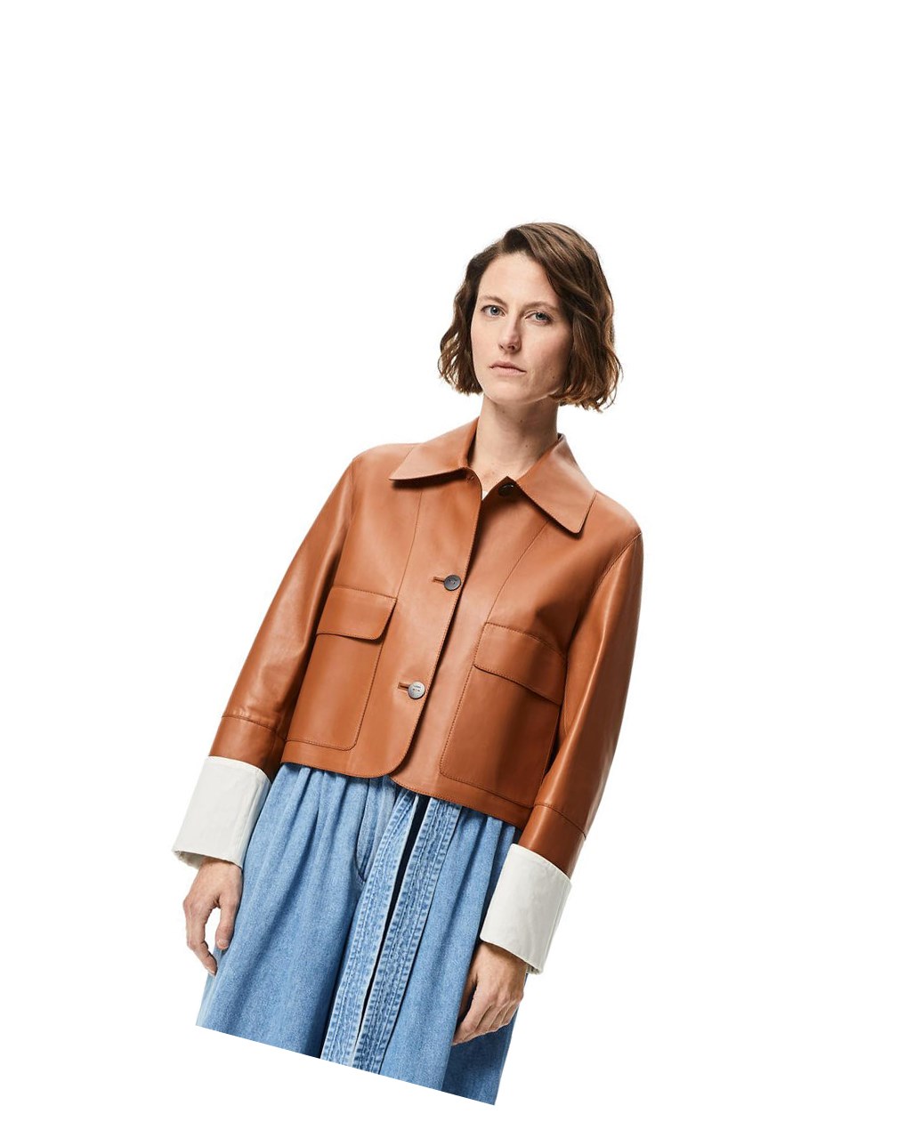Loewe Button jacket in nappa Tan | ZUXEM-3609
