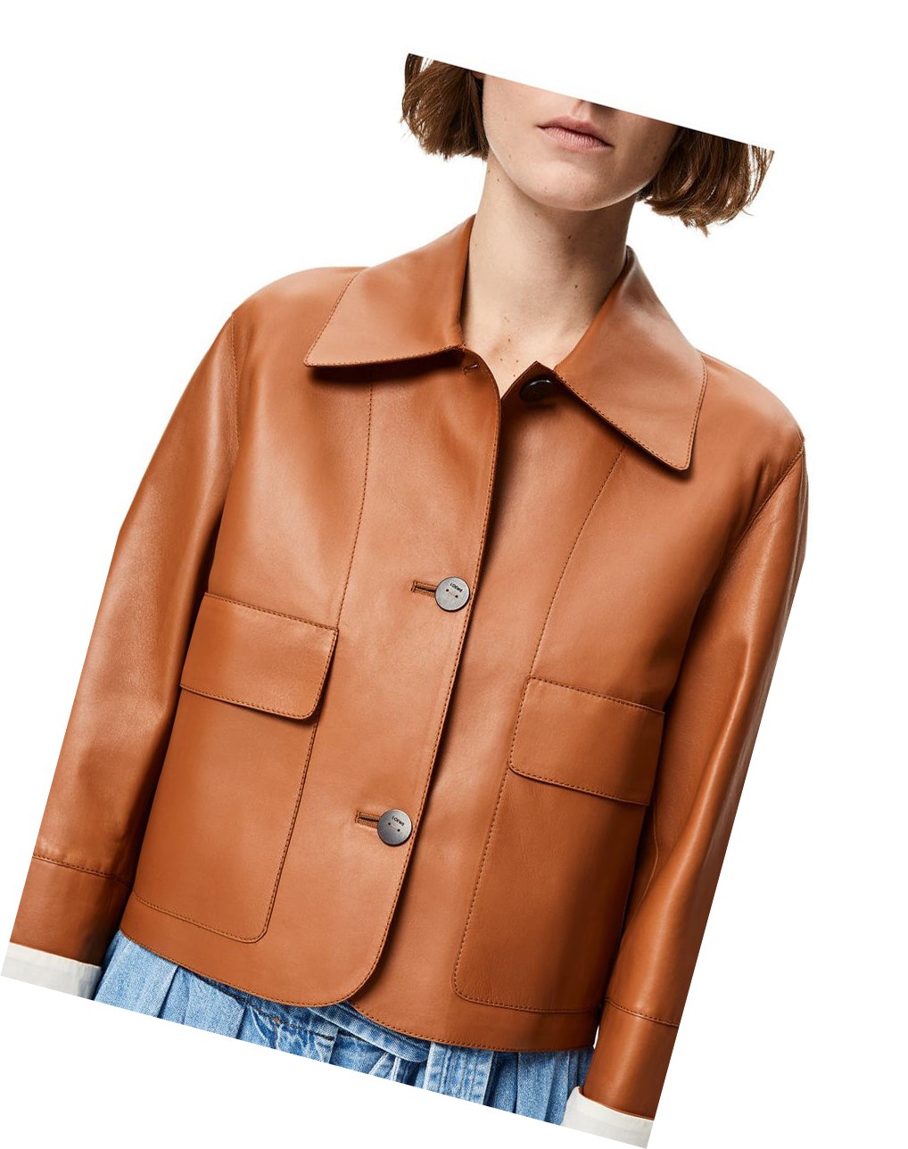 Loewe Button jacket in nappa Tan | ZUXEM-3609