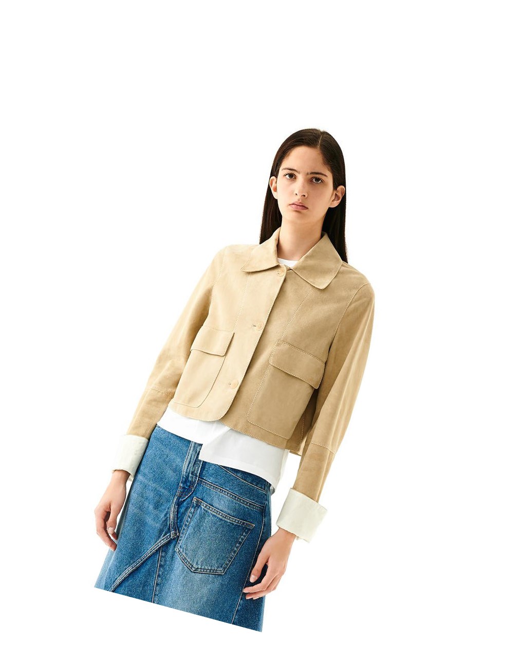 Loewe Button jacket in suede Dorados | BWYAU-7410