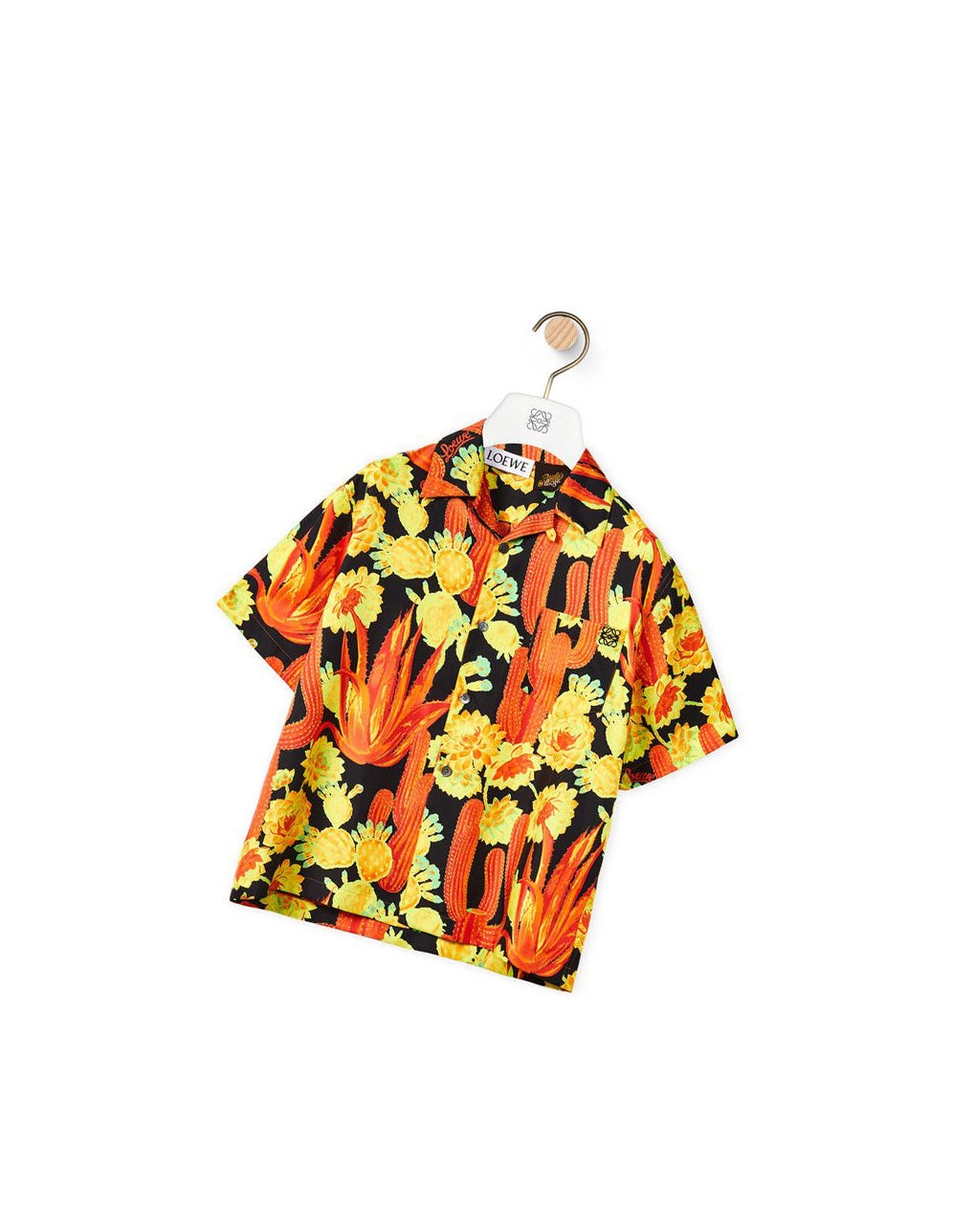 Loewe Cactus print bowling shirt in silk Negros Amarillos | GBLKZ-3597
