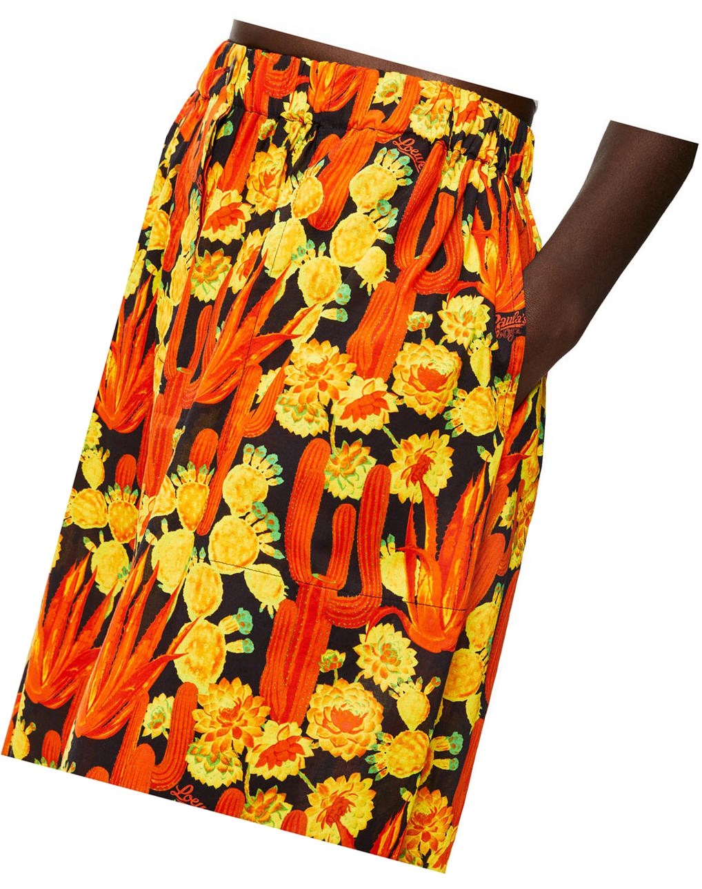 Loewe Cactus print cropped trousers in cotton Negros Naranjas Dorados | ATQPJ-2674
