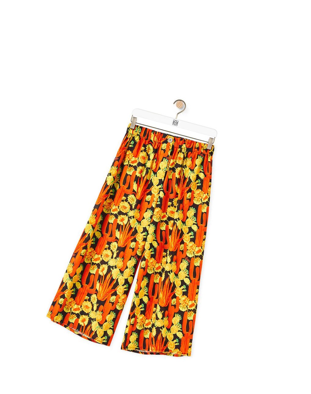 Loewe Cactus print cropped trousers in cotton Negros Naranjas Dorados | ATQPJ-2674