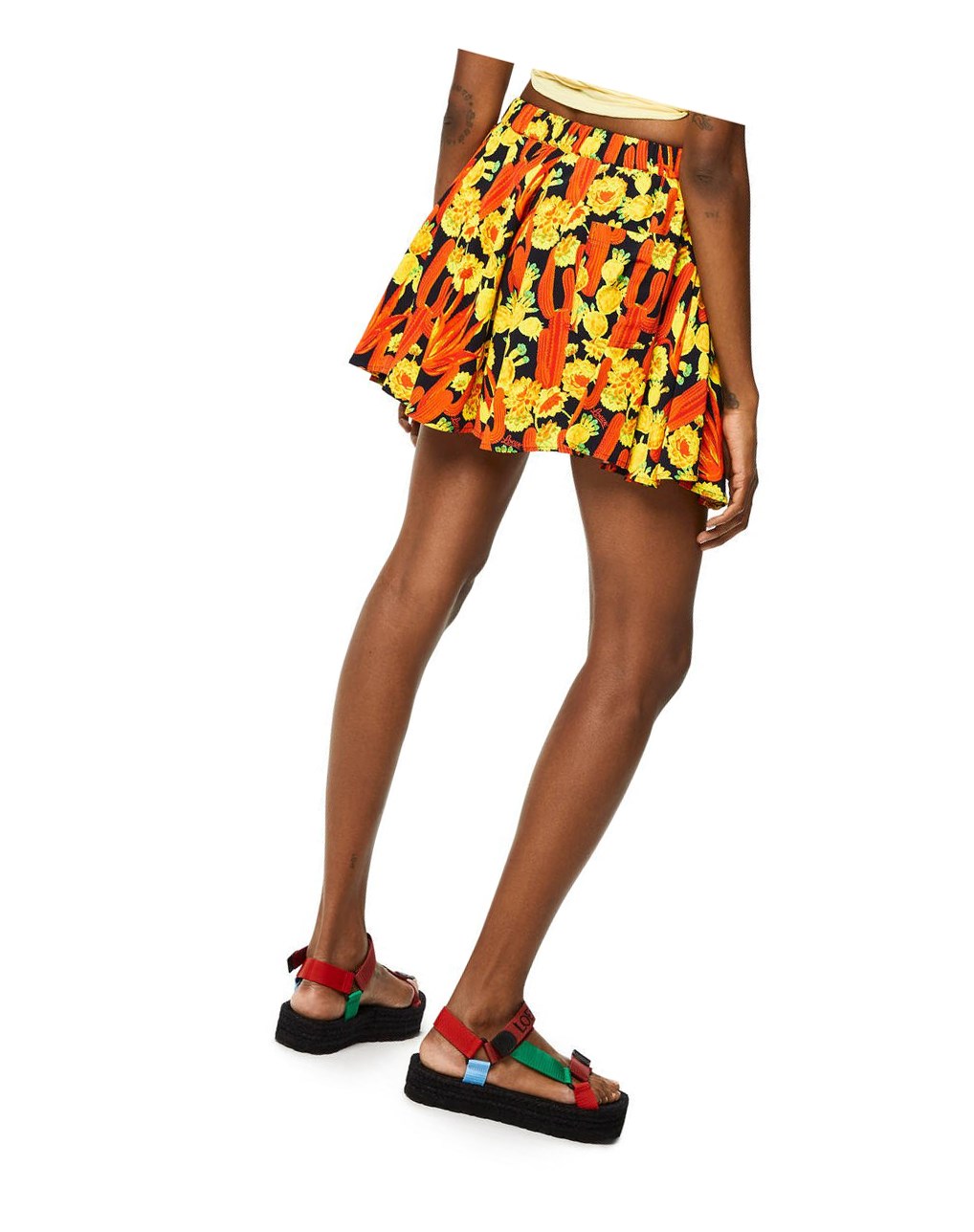 Loewe Cactus print flare shorts in viscose Negros Naranjas Dorados | YAKEP-4506