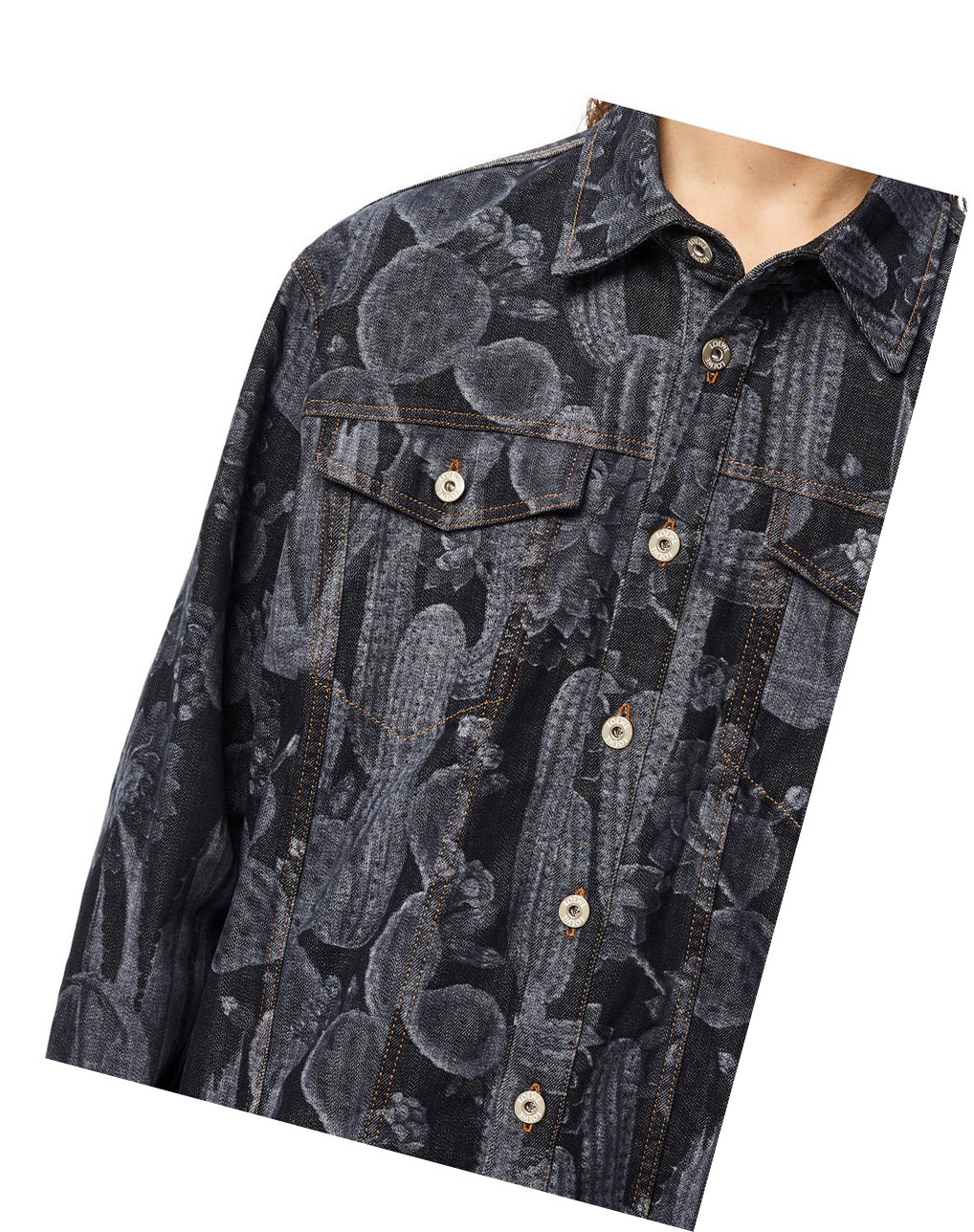 Loewe Cactus print overshirt in cotton Negros | UCPRW-1384
