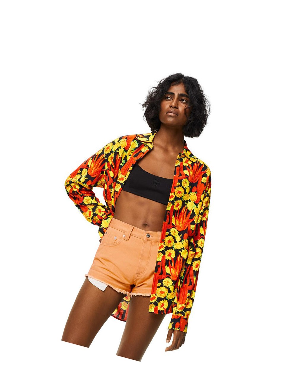 Loewe Cactus print shirt in viscose Negros Naranjas Dorados | BWXTJ-9457