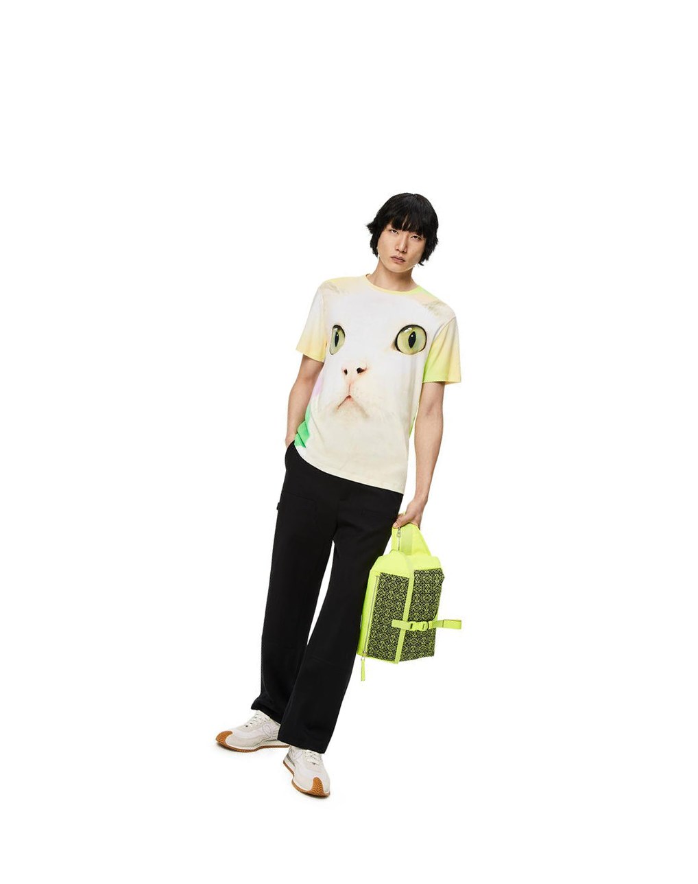 Loewe Cat all-over print T-shirt in cotton Blancos Multicolor | CJSNX-7524