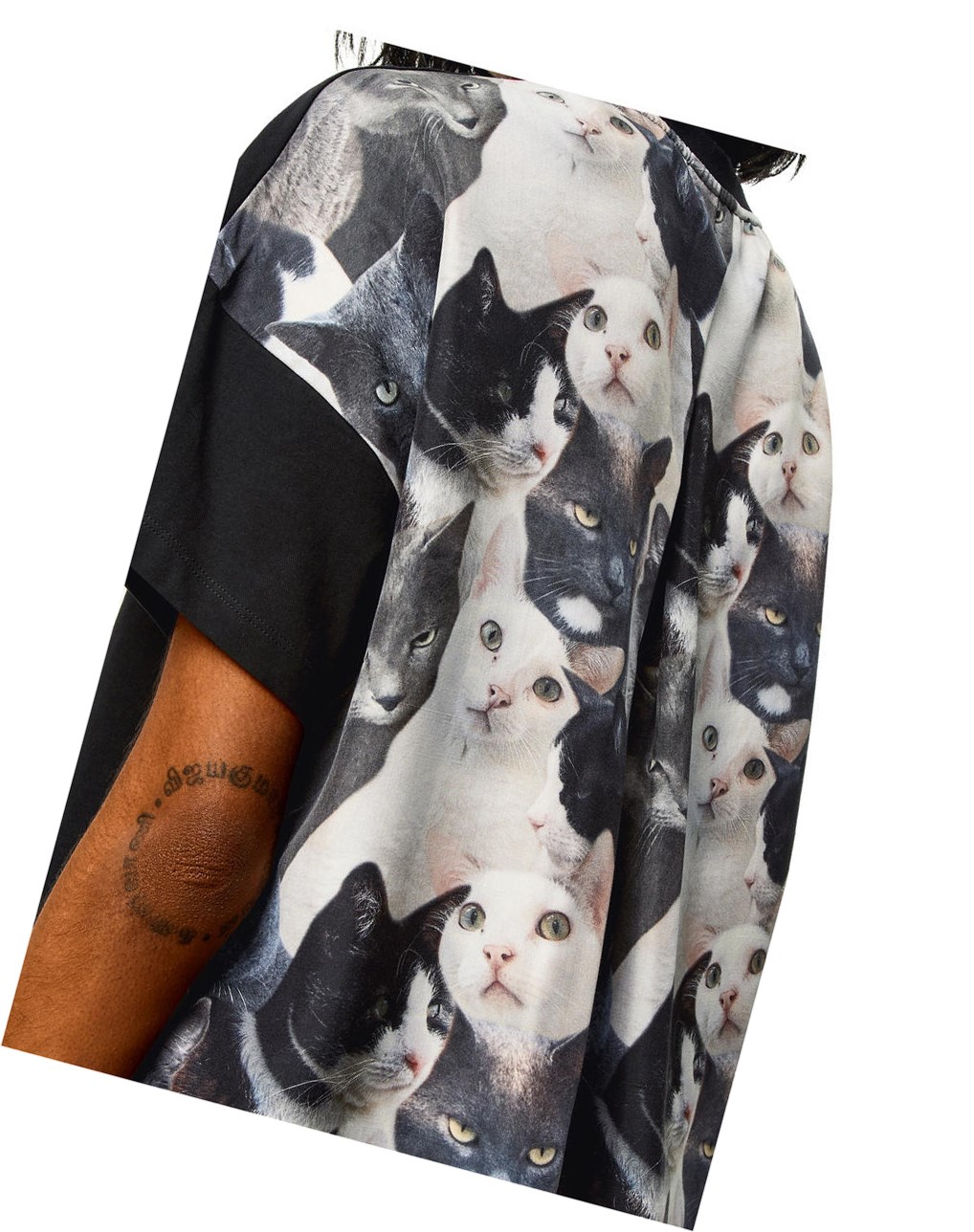 Loewe Cats print T-shirt in cotton and silk Negros Multicolor | ZUEAQ-0784