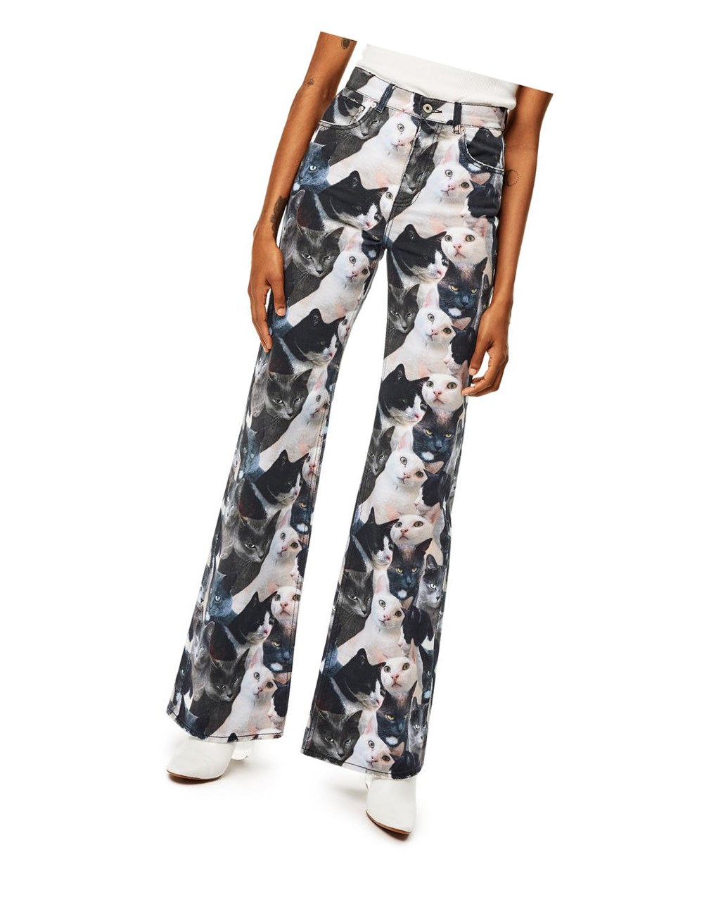 Loewe Cats print jeans in denim Grises Negros | QZWCH-7431