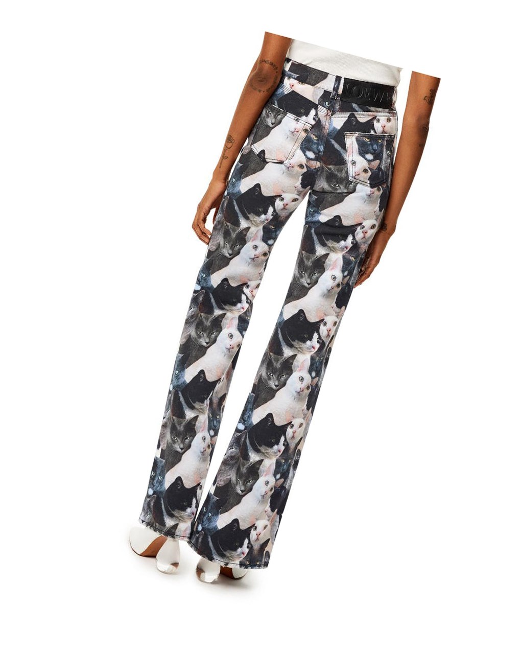 Loewe Cats print jeans in denim Grises Negros | QZWCH-7431
