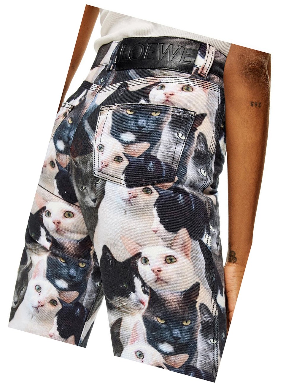 Loewe Cats print jeans in denim Grises Negros | QZWCH-7431