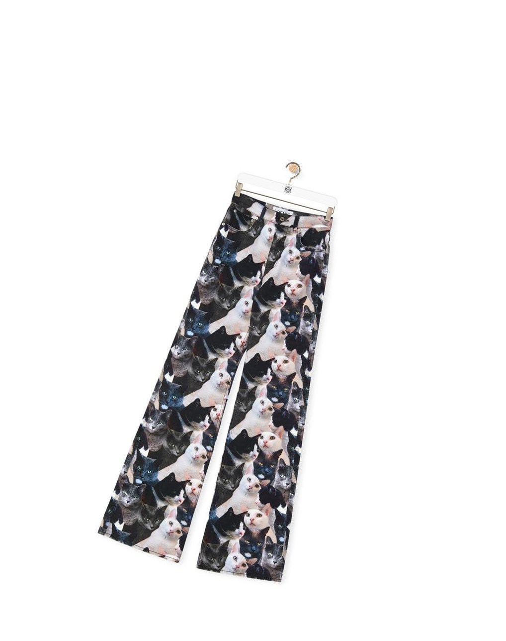 Loewe Cats print jeans in denim Grises Negros | QZWCH-7431