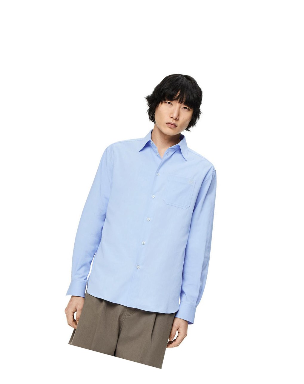 Loewe Chest pocket check shirt in cotton Azules | ODQIE-9104