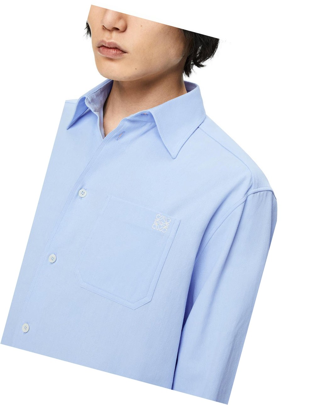Loewe Chest pocket check shirt in cotton Azules | ODQIE-9104