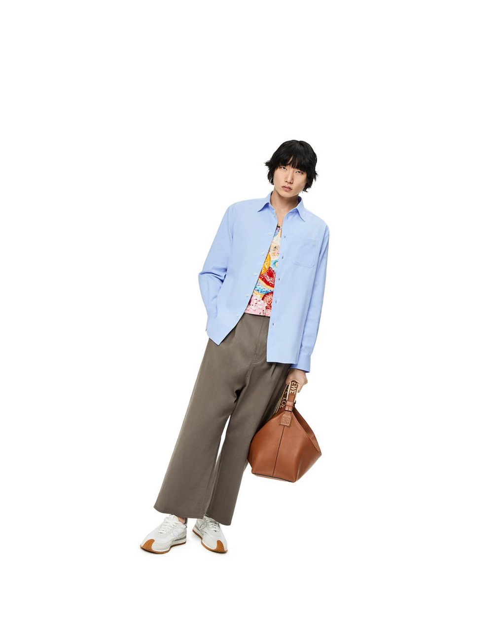 Loewe Chest pocket check shirt in cotton Azules | ODQIE-9104