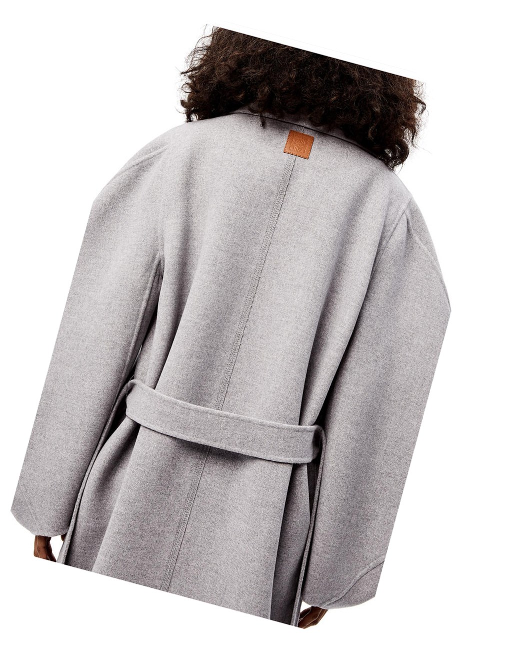 Loewe Circular sleeve belted coat in wool and cashmere Grises | MNYPC-9570