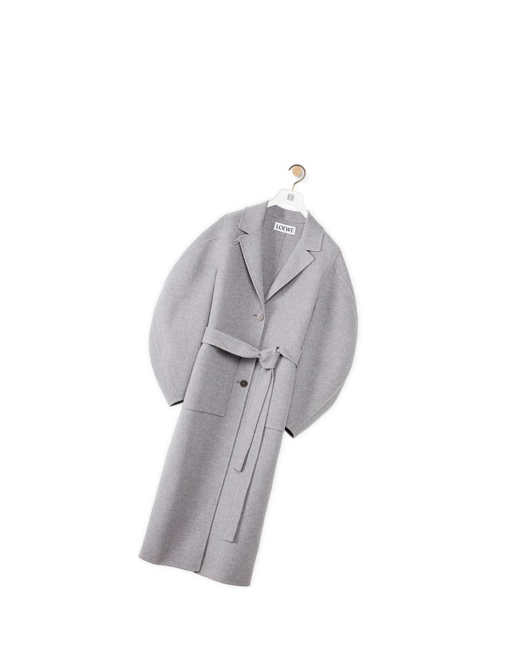 Loewe Circular sleeve belted coat in wool and cashmere Grises | MNYPC-9570