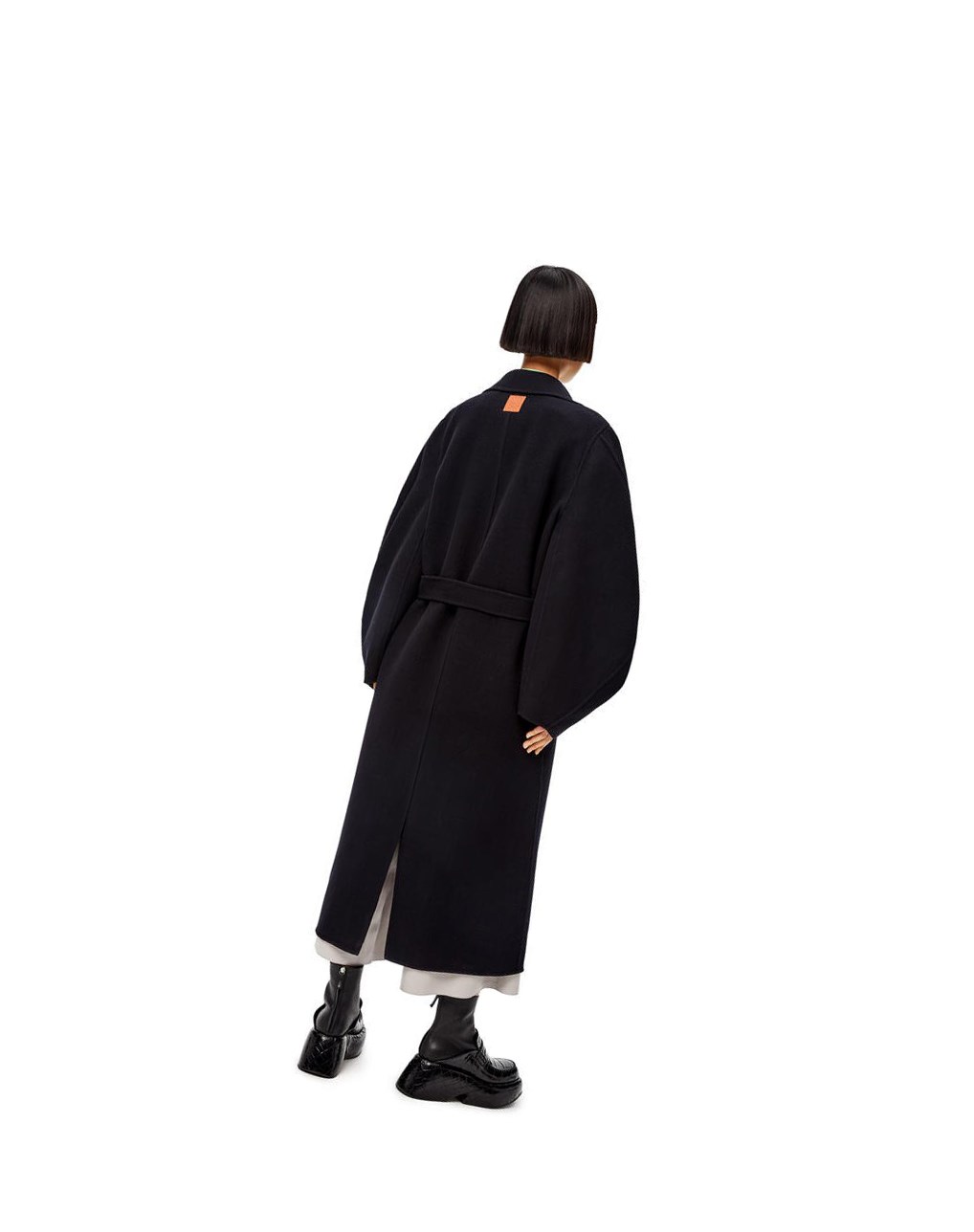 Loewe Circular sleeve belted coat in wool and cashmere Negros | TBKWM-9764