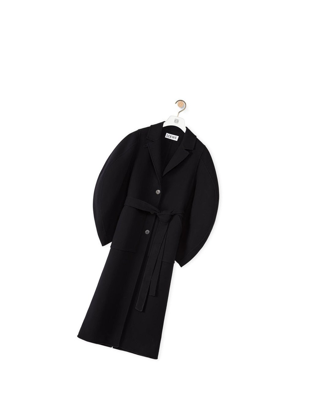 Loewe Circular sleeve belted coat in wool and cashmere Negros | TBKWM-9764