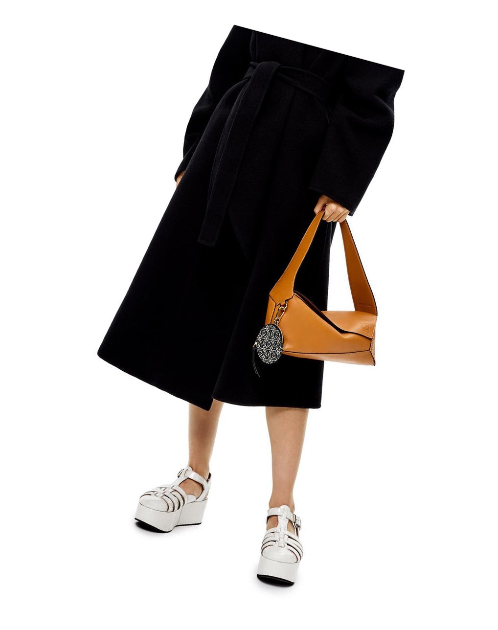 Loewe Cookie charm in Anagram jacquard and calfskin Azul Marino Negros | RPOAK-9547