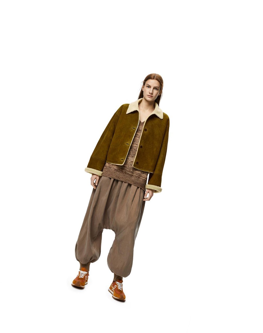 Loewe Corta jacket in shearling Beige Kaki Verdes | GVMZN-4629
