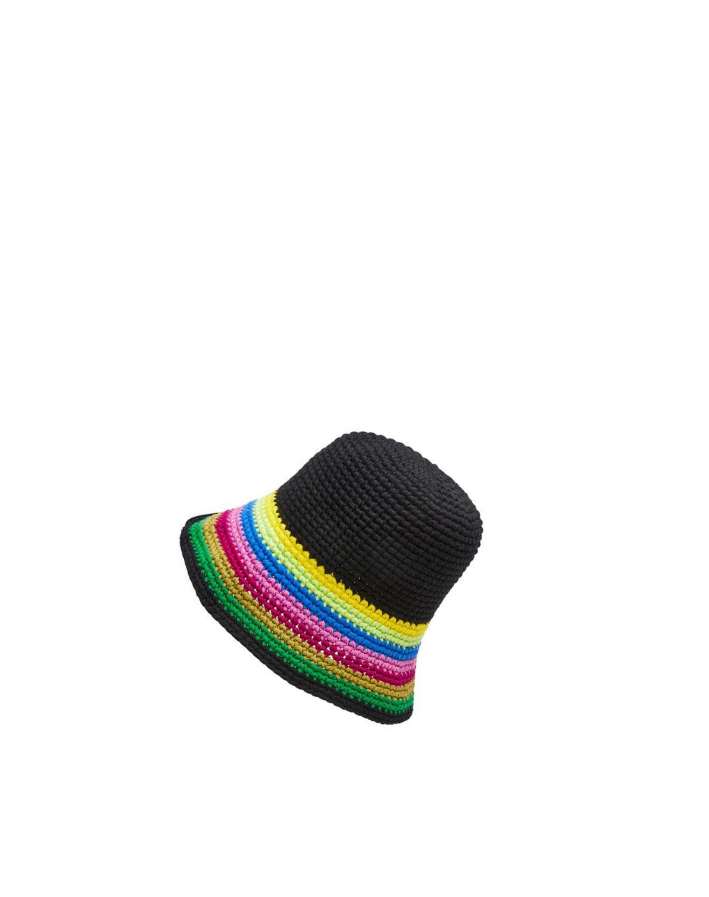 Loewe Crochet hat in cotton and calfskin Multicolor Negros | FQVXG-2859