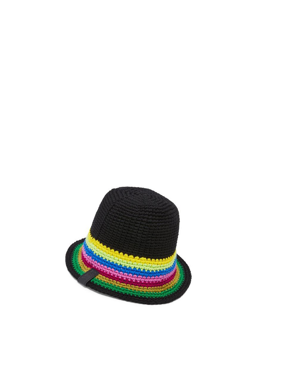 Loewe Crochet hat in cotton and calfskin Multicolor Negros | FQVXG-2859
