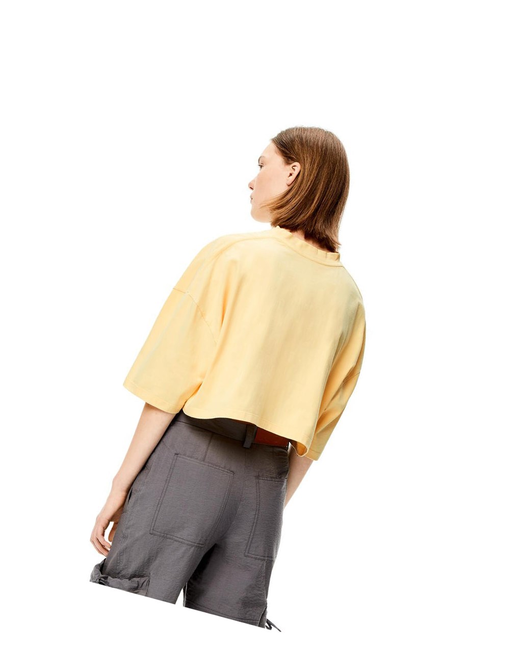 Loewe Cropped Anagram T-shirt in cotton Amarillos Claro | LHYZA-9425