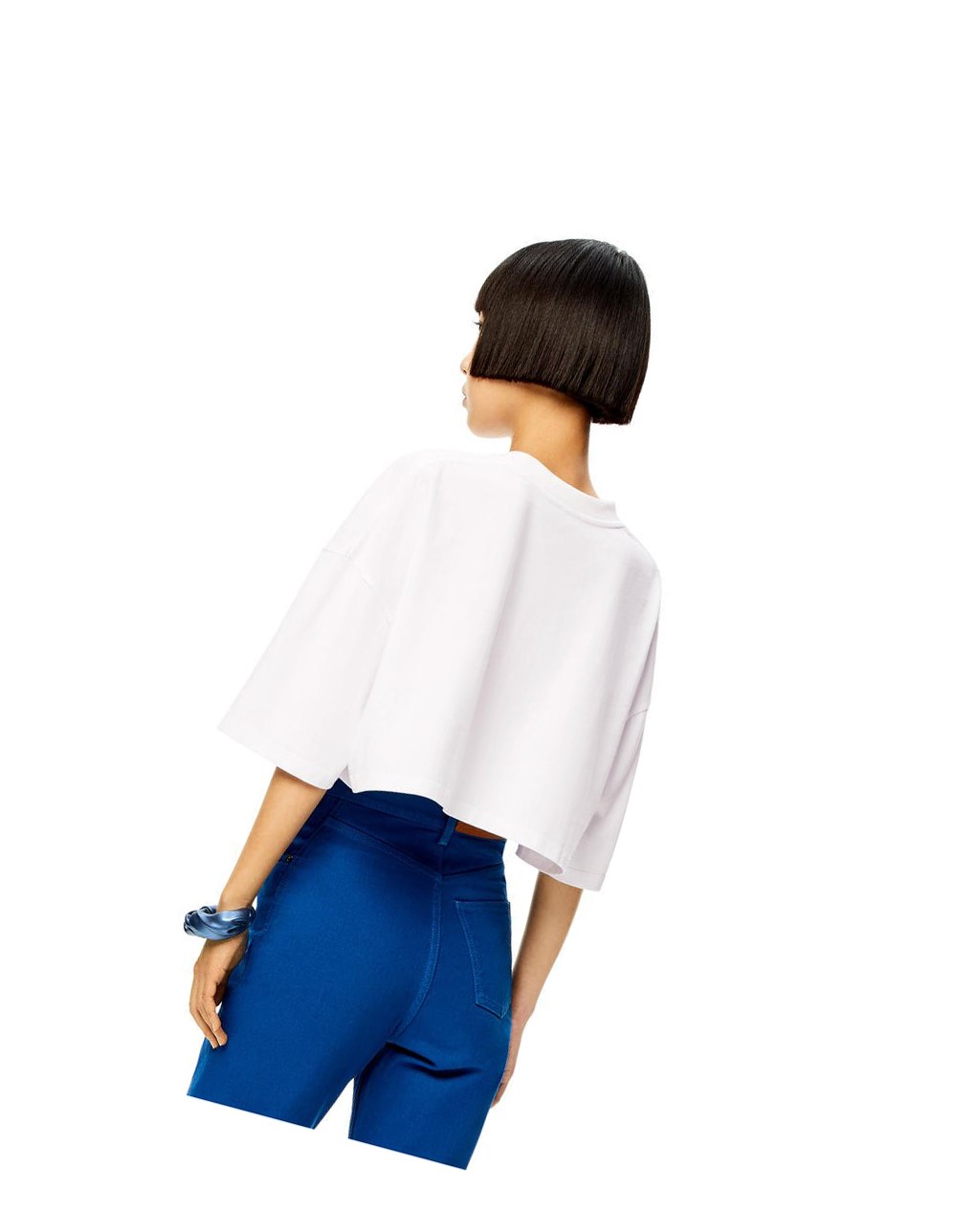 Loewe Cropped Anagram T-shirt in cotton Blancos | LPGKO-0649