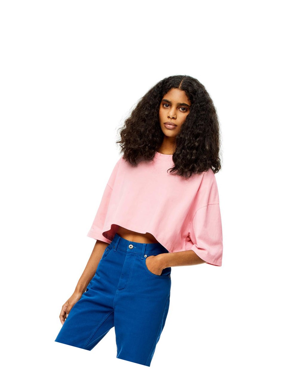 Loewe Cropped Anagram T-shirt in cotton Rosas Claro | QSXWO-1045